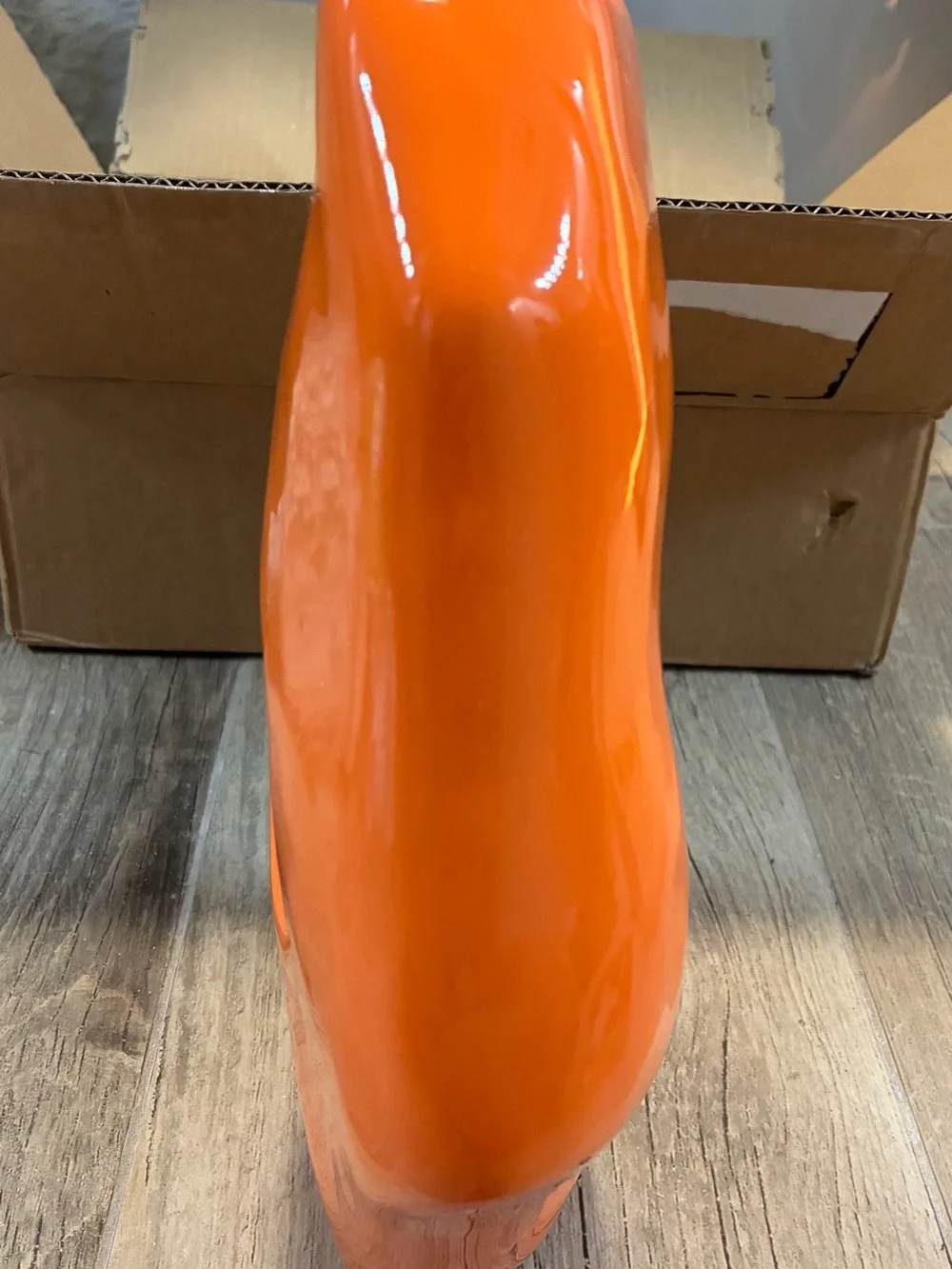Modern  Orange Abstract Ceramic Donut Vase - Sculptural Art Decor Glossy 10 in